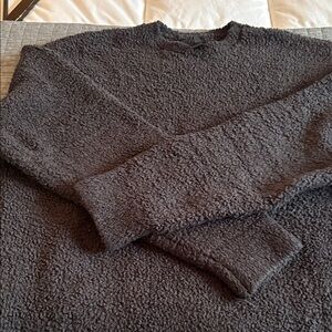 SKIMS Black Sherpa Crewneck Pullover